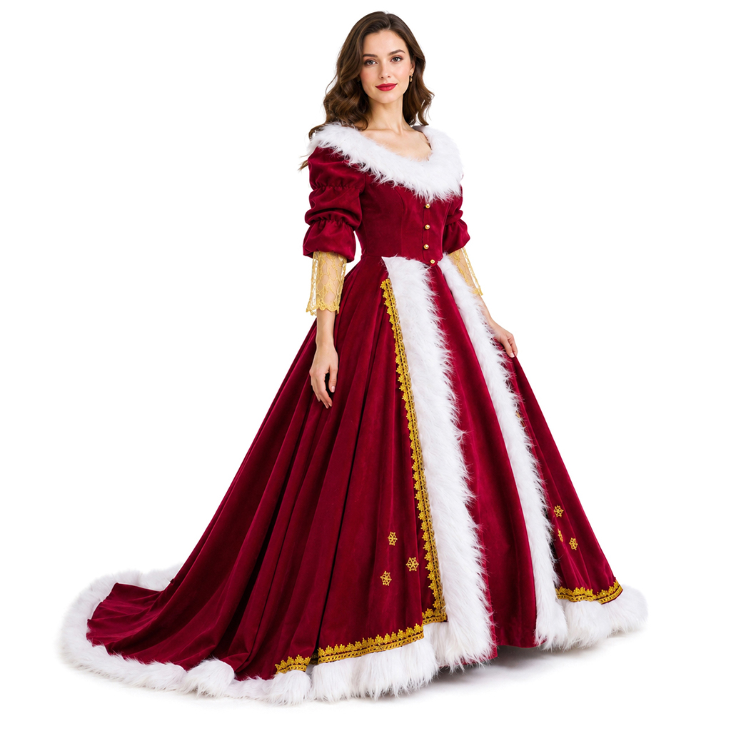 Deluxe Mrs Claus Costumes Adul - Vintage Fashion Dresses 评论和价格