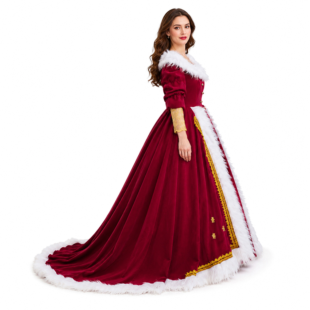 Deluxe Mrs Claus Costumes Adul - Vintage Fashion Dresses 评论和价格